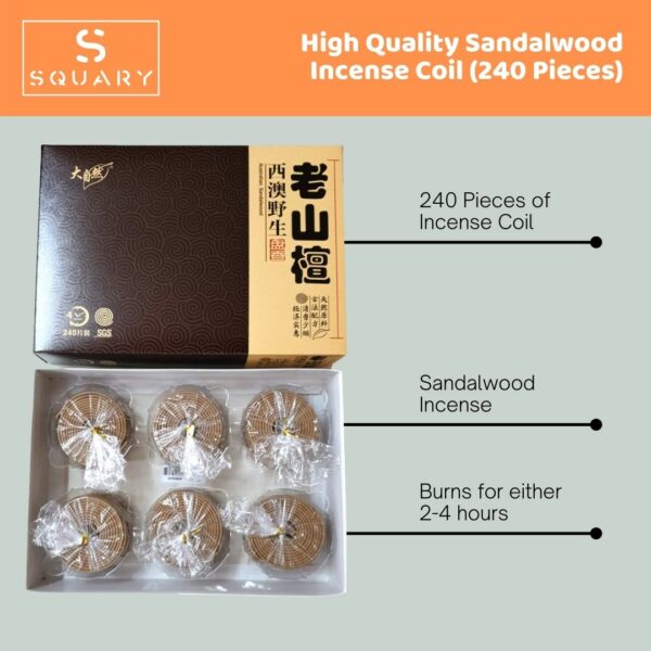 High Quality Sandalwood Incense Coil (240 pieces)